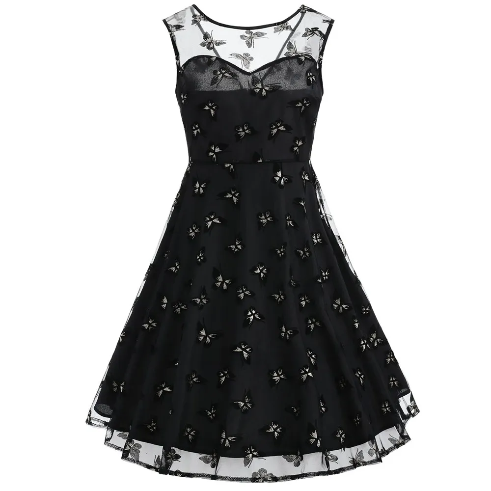 CosMera 2018 модное Сетчатое платье с принтом бабочки круглым вырезом без рукавов