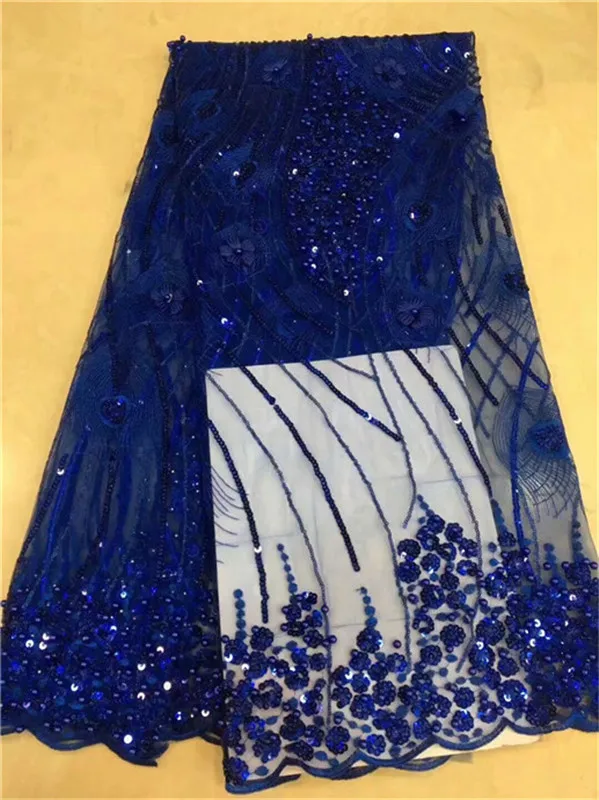 

Nigerian French Lace Fabrics sequin beads African Tulle Lace Fabric High Quality African Lace Wedding Fabric For Dress 3D Flower