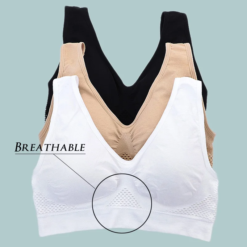 Mesh Breathable QIUXUAN 3 шт./компл. пикантные Для женщин бюстгальтер из дышащей ткани Бюстгальтеры Бесшовный Бюстгальтер с эффектом пуш-ап размера плюс нижнее бельё для девочек Фитнес кроссовки спортивные бюстгальтеры - Цвет: Mesh Breathable