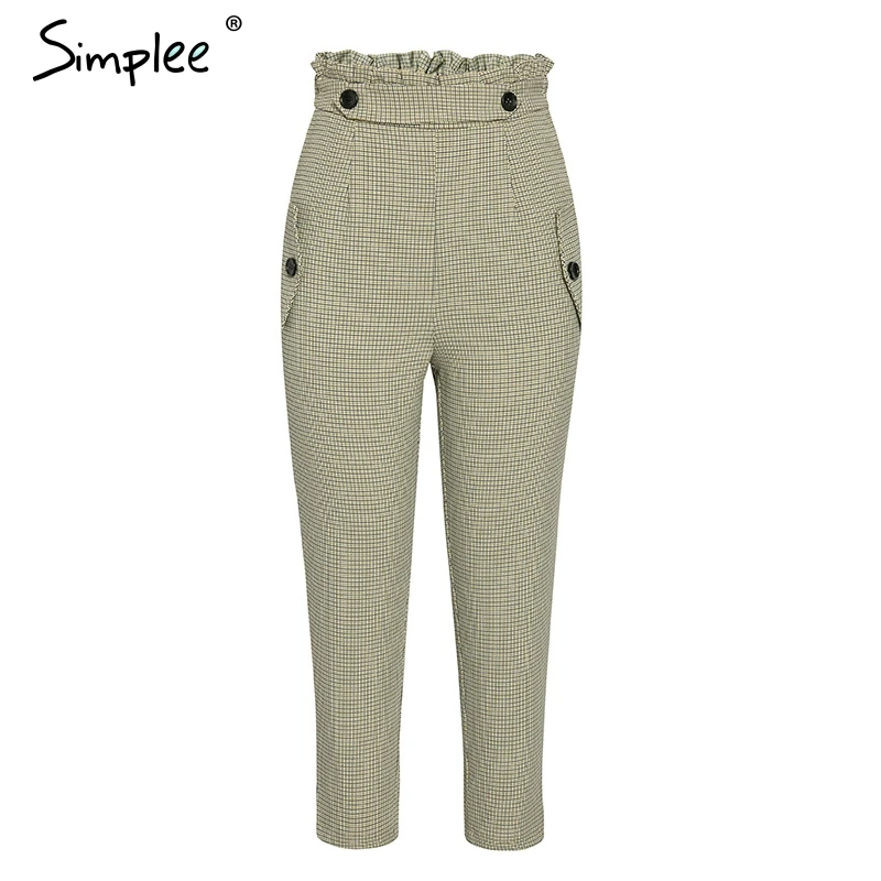 Simplee классический брюк женские с рюшами и высокой талией на молнии гарем капри