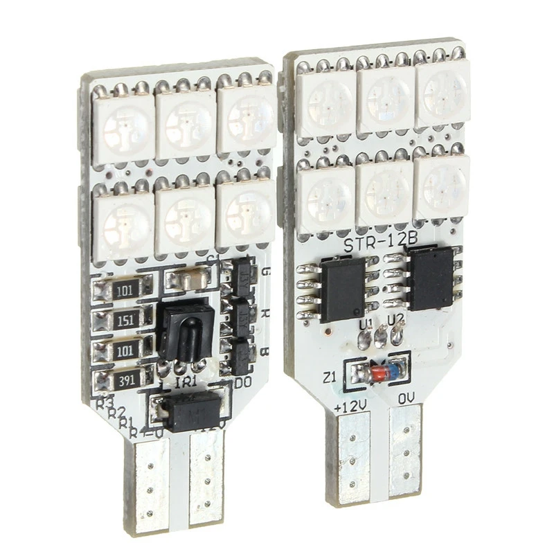 2x5050 SMD RGB T10 194 168 W5W Автомобильная Лампа для чтения с клиновидным цоколем 6