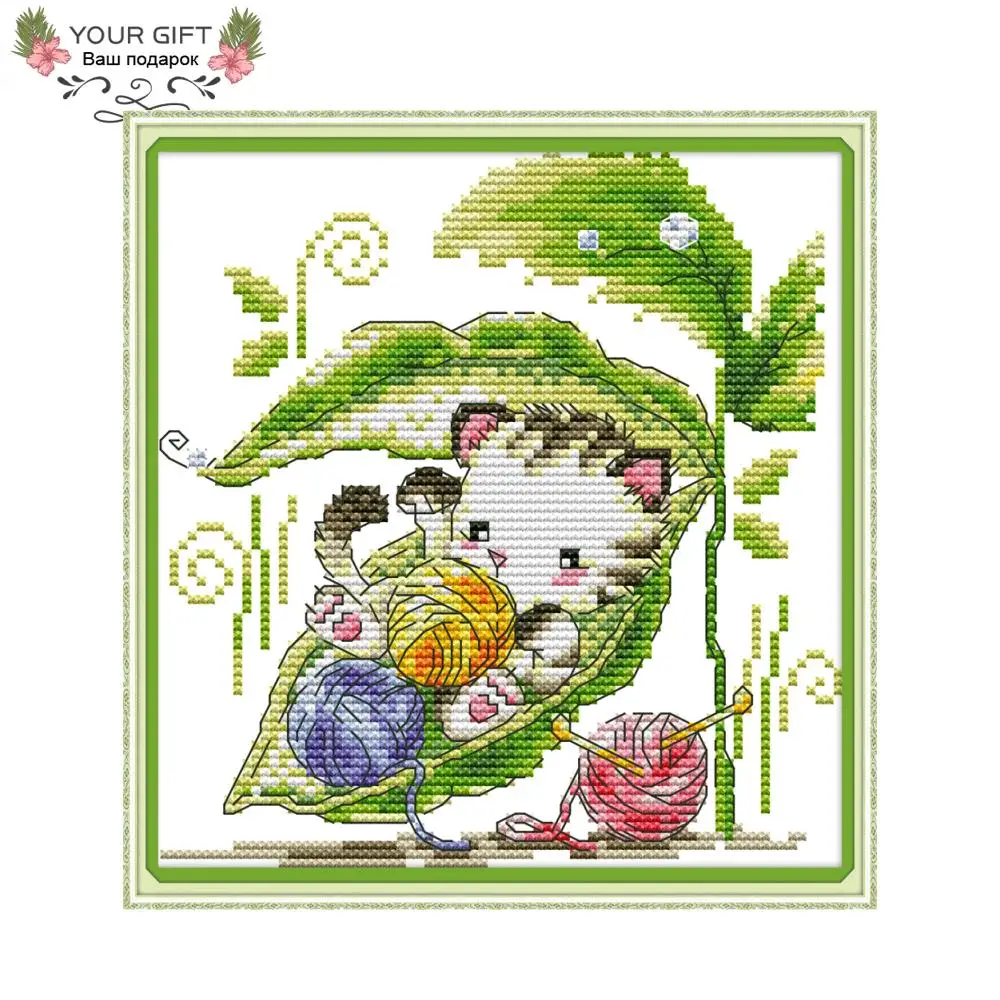 

Joy Sunday DA200 14CT 11CT Stamped and Counted Home Decoration Hiding from the rain Cross Stitch