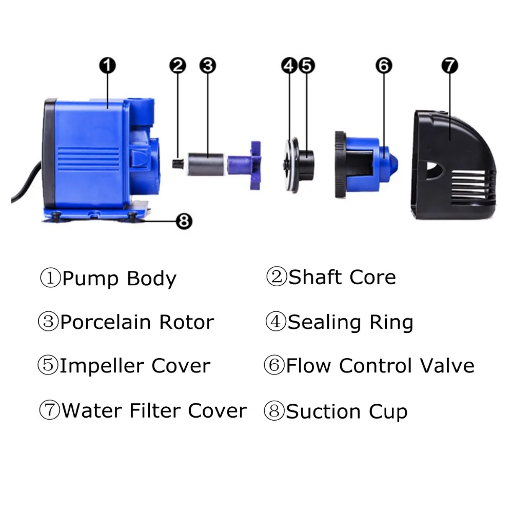 Водяной насос аквариум AC220-240V 50 Гц 3-60 Вт погружной Аквариум Powerhead Fountain Hydroponic US Plug