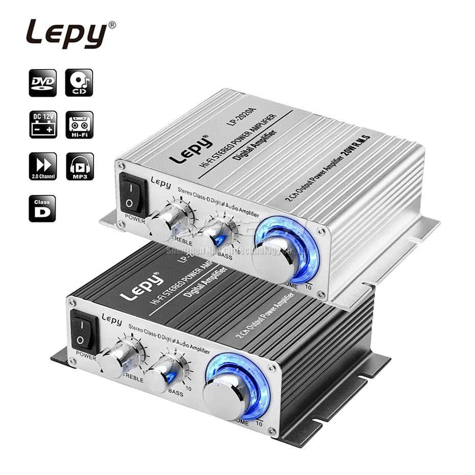 Автомобильный усилитель мощности Lepy цифровой проигрыватель Hi Fi стерео класса D 2CH