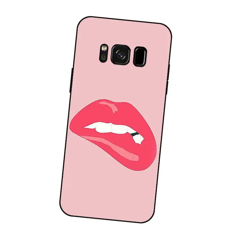 N382 Sexy Lips Black Silicone Case Cover For Samsung Galaxy S5 S6 S7 S8 S9 S10 5G S10E S11 S11E Lite Edge Plus |