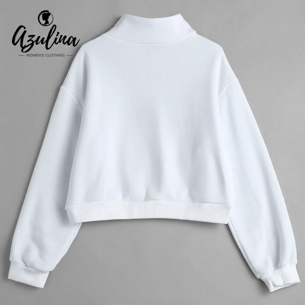 AZULINA American Flag Half Zip Sweatshirt Women Letter Hoodies Spring Ladies Mock Neck Long Sleeves Female Pullovers | Женская одежда