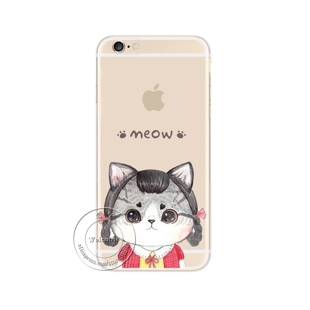 Жесткий пластиковый чехол с милым карикатурным котом для Apple iPhone X XS Max XR 4 4S 5 5S SE 5C 6 6S 7 8 Plus 6SPlus 7Plus 8Plus Coque on.