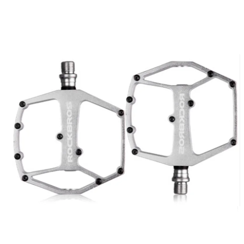 Sliver Bicycle Pedal ROCKBROS MTB велосипедные педали герметичный DU подшипник алюминиевый сплав велосипедные педали полый Сверхлегкий нескользящий шип велосипедная часть плоская - Цвет: Sliver Bicycle Pedal