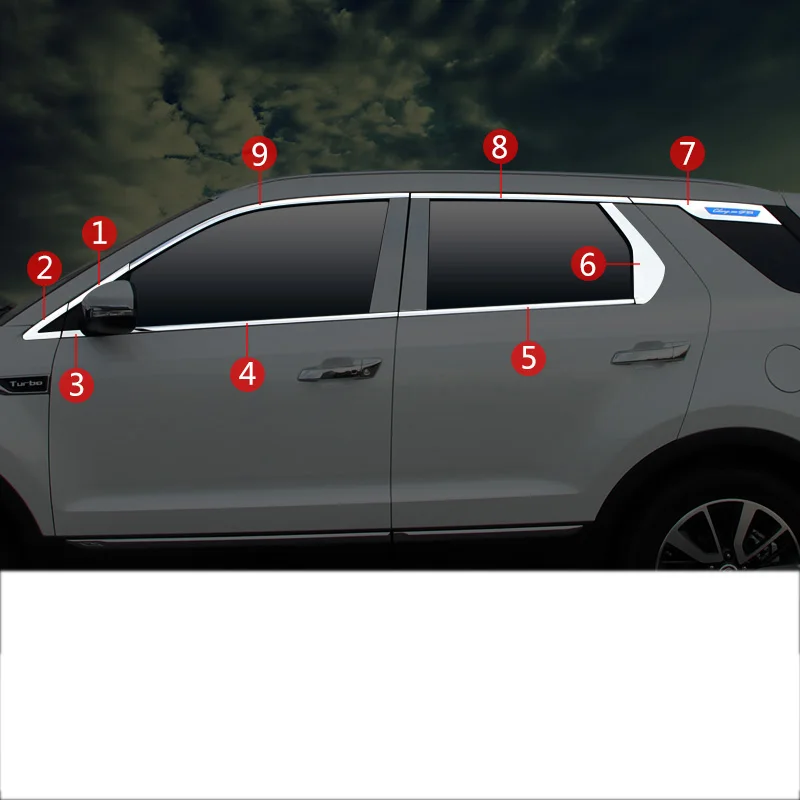 18 pcs trims 1 Lsrtw2017 из нержавеющей стали окна автомобиля планки для changan cs55 - Название цвета: 18 pcs trims 1