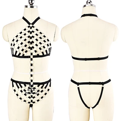N0213 Готический Стиль Перья кисточкой Эполет восточном стиле Фетиш Bralette трусики стринг кисточкой набор панк пилонный танец Эротический бюстгальтер клетка - Цвет: N0213