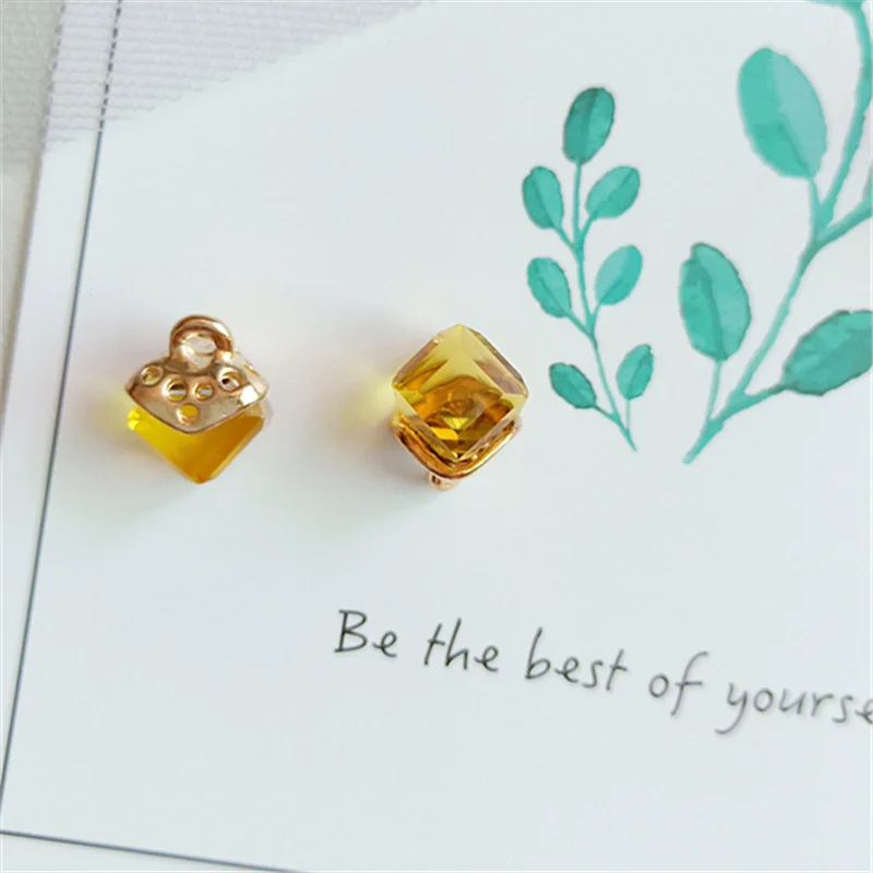 

10 pcs/lot Rhinestone Buttons Pendans for Clothes Shirt Decorativos DIY Square Crystal Buttons Earrings Hair Jewelry Accessories