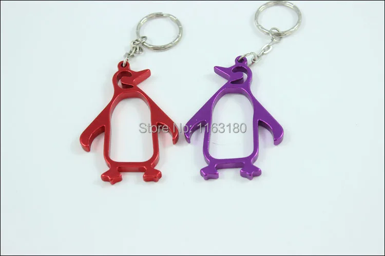 

288 Pcs/lot Penguin Metal Bottle Opener Can opener with Keyring Keychain Promotional Gift--Free shipping