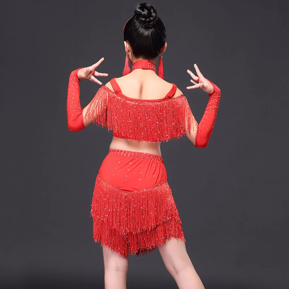 Лидер продаж 2017 года Костюмы для латиноамериканских танцев девочек 5 шт. Юбка
