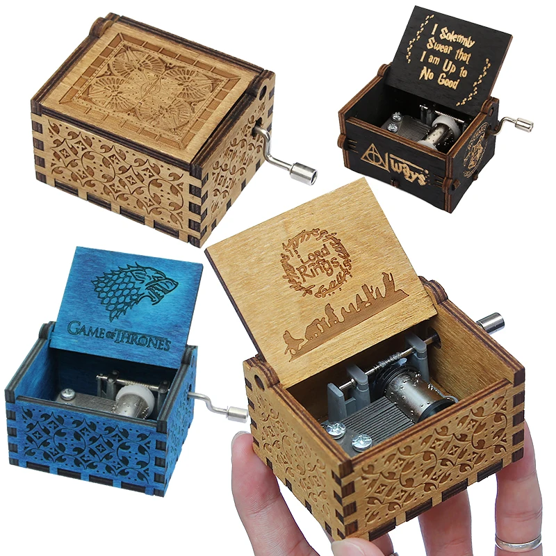 Музыкальная шкатулка Manivela Juego de tronos antiguo madera tallada cajas musicales Piratas del Caribe caja