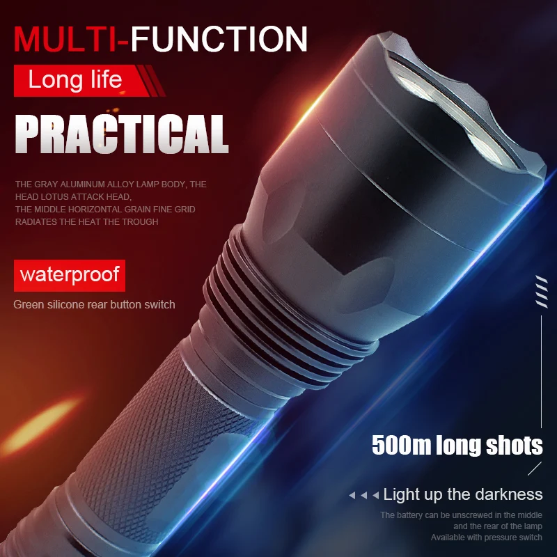 Портативный красный/зеленый/белый свет фонарик из алюминиевого сплава 1800 люмен Q5