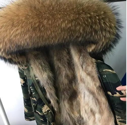 14 Шуба из натурального Лисьего меха, зимняя куртка, Женская длинная парка, воротник из натурального меха енота, капюшон, Толстая теплая подкладка из натурального меха, парки - Цвет: 14