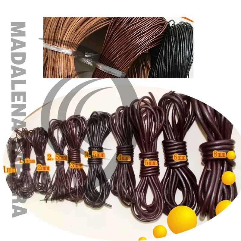 

MADALENA SARARA Genuine Leather Cord Top Cow Leather Cord Rope 1mm,1.5MM,2mm,3MM,4mm,5MM,6mm,7mm,8mm,9mm,10mm For Diy Making