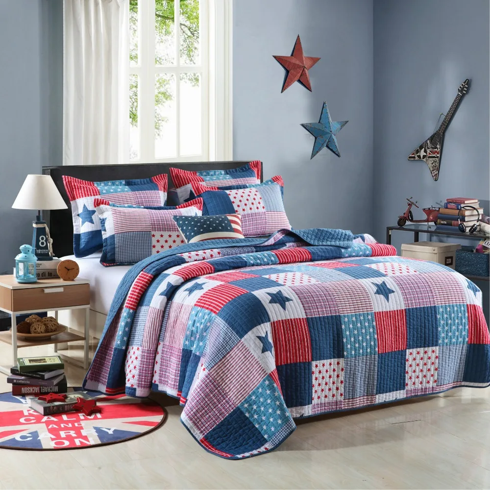 

CHAUSUB Kids Cotton Quilt 2PC Quilted Coverlet Set Bedspread on the Bed Twin Size 3PCS Boy's Summer Blanket for Bed