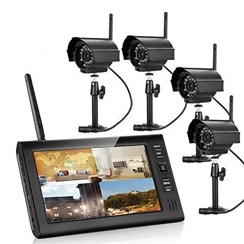 7 дюймов TFT цифровой 2 4G беспроводные камеры Аудио Видео детские мониторы 4ch Quad DVR