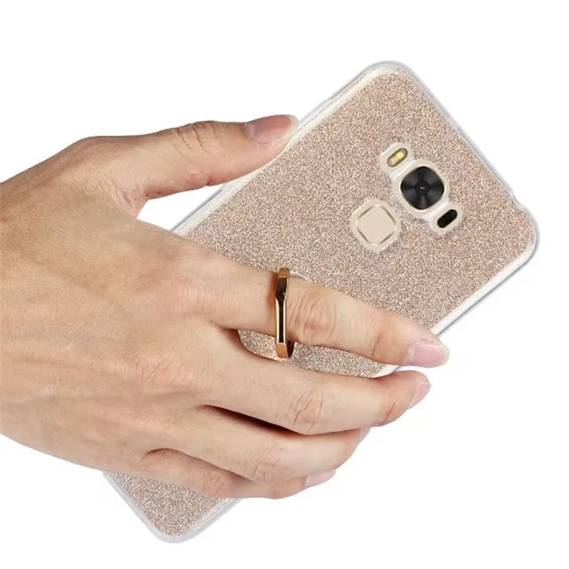 Блестящий Мягкий чехол для телефона из ТПУ с кольцом на палец Asus Zenfone 3 Max ZC553KL