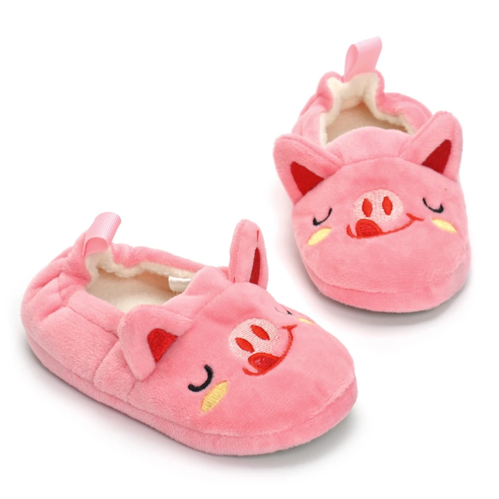 

Toddler Girl's High Quality Soft Fluffy Slippers Lovely Pig Cartoon Non-Slip Warm Winter Indoor Shoes Baby Shoes Toddler Slipper