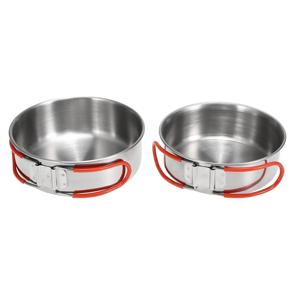 2Pcs Stainless Steel Bowls for Outdoor Camping Kitchen Dinner Plates Tableware Hiking Backpacking | Спорт и развлечения