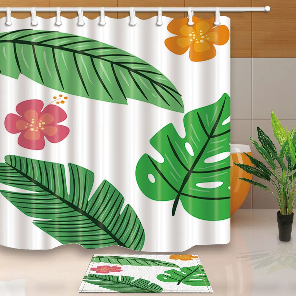 Шторы для душа с тропическими листьями украшения дома шторы ванной из полиэстера