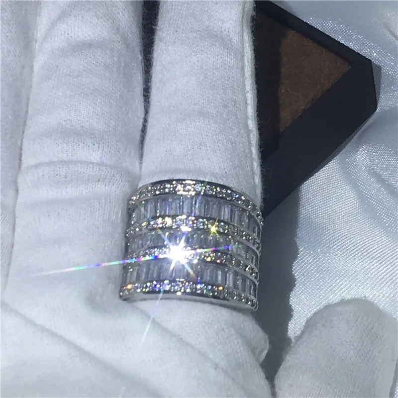 

Fashion Big ring Engagement Wedding Band Rings for women AAAAA zircon cz White Gold Filled 925 silver Bridal Finger Jewelry