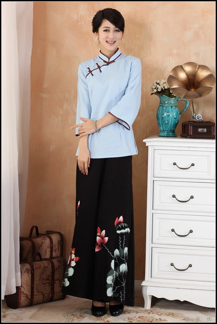 

Tang suit women's summer short-sleeve China national trend costume fluid women's chinese style linen Top