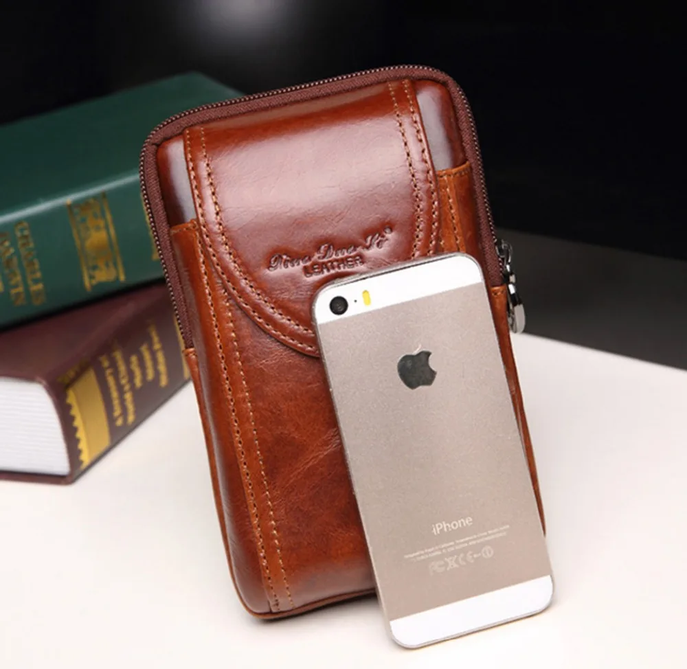 Поясная Сумка из натуральной кожи для мужчин винтажный поясной ремень