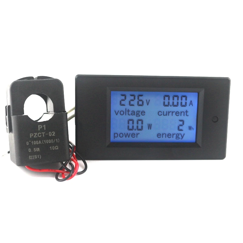 Meter with Transform Цифровой вольтметр Амперметр AC 220V 100A мощность энергии Мощность Вольт Ампер метр анализатор тока ЖК-дисплей Синяя подсветка трансформатор катушка - Цвет: Meter with Transform