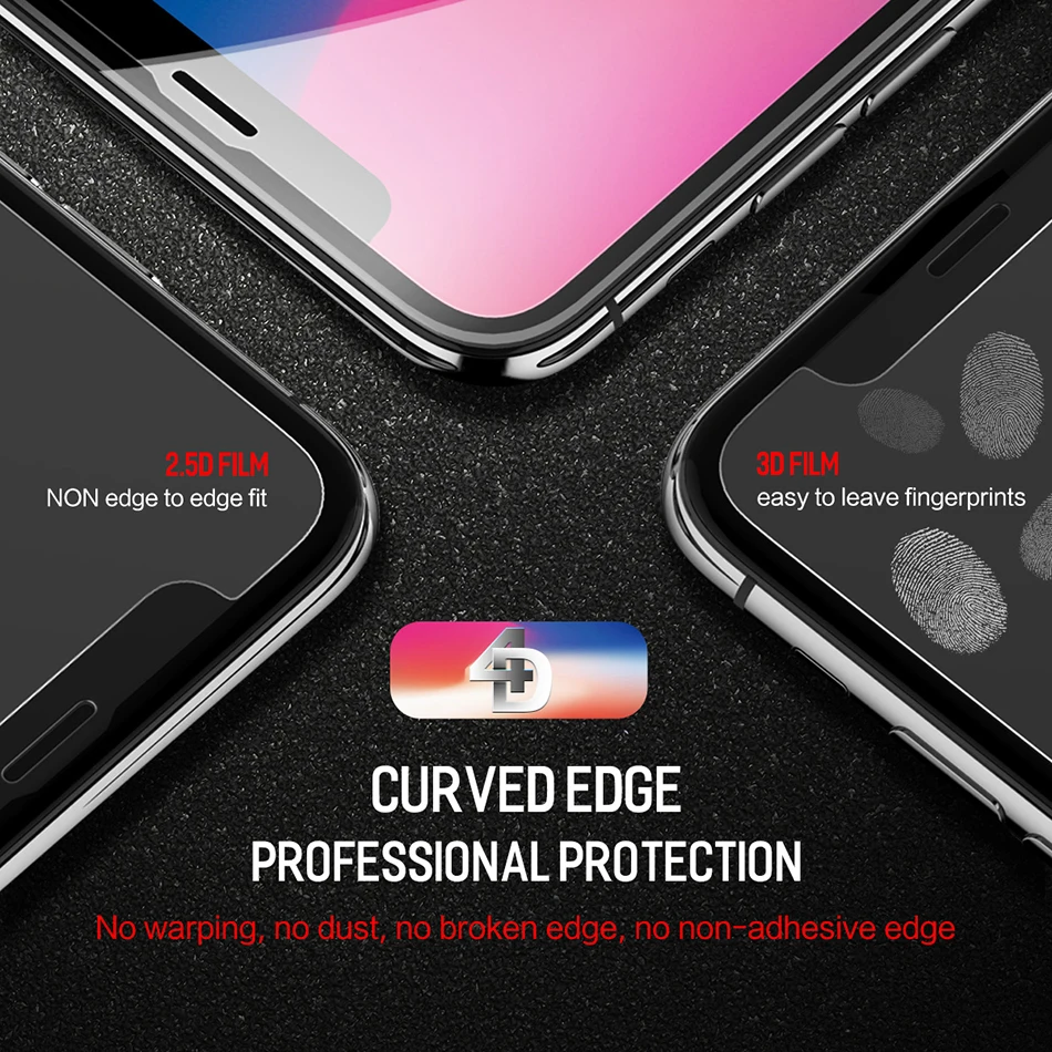 Закаленное стекло для iPhone X 8 7 6, рок Мягкий край высокой четкости анти синий светильник протектор экрана для iPhone 6S/6 P/7 P/8 P
