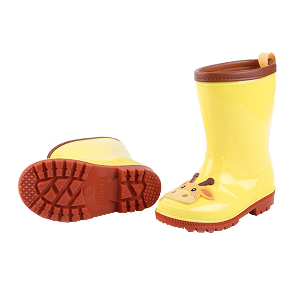 New 2019 Children's Rain Boots Cartoon PVC Waterproof Non-slip Shoes Blueand Yellow |