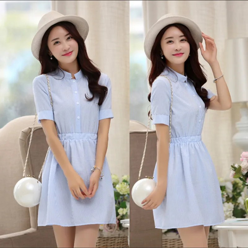 Женское винтажное платье ZH повседневное офисное с коротким рукавом и отложным