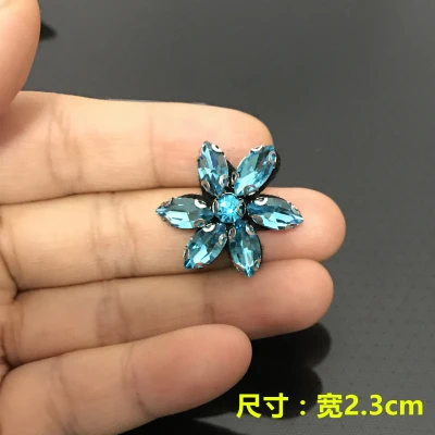 

blue flower rhinestone beaded patches sew on embroidery patch applique toppe patches for clothing parches para la ropa