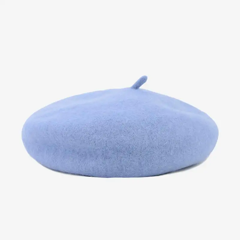 Синий COKK Spring Winter Berets Hat Women Wool Cashmere Vintage Berets Solid Color Hat Female Bonnet Painter Style Cap Good Quality - Цвет: Синий