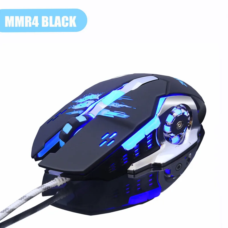 USB игровой Мышь Точек на дюйм профессиональная проводная мышь кабель светодиодный оптический геймер Мышь для компьютера, ноутбука, игровая мышь с 4-мя цветами светильник - Цвет: MMR4 BLACK