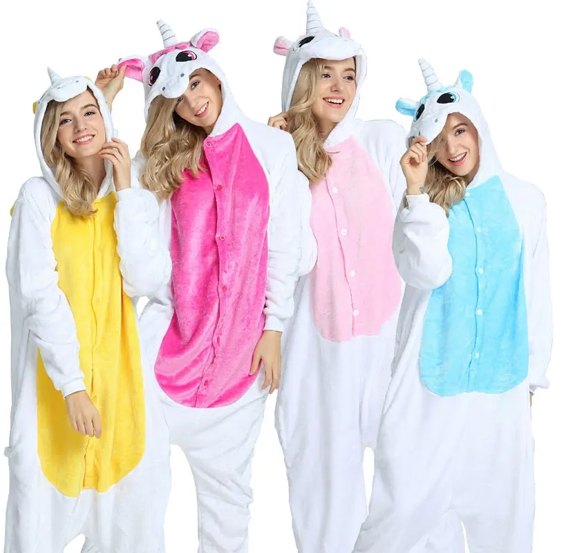 Кигуруми Единорог Животного Пижамы стежка Onesie взрослых унисекс костюм пижамы