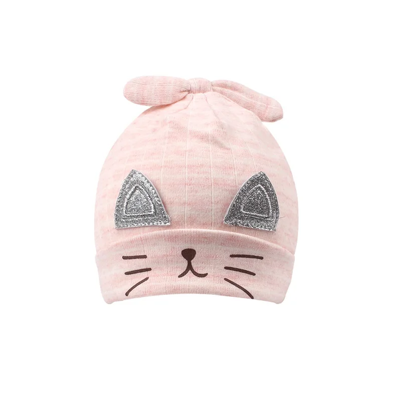 Cotton Cat Baby Hat For Newborn Girls Cartoon Cute Beanie Boys Tire Spring Autumn 0-3 Months Girl Clothing | Детская одежда и
