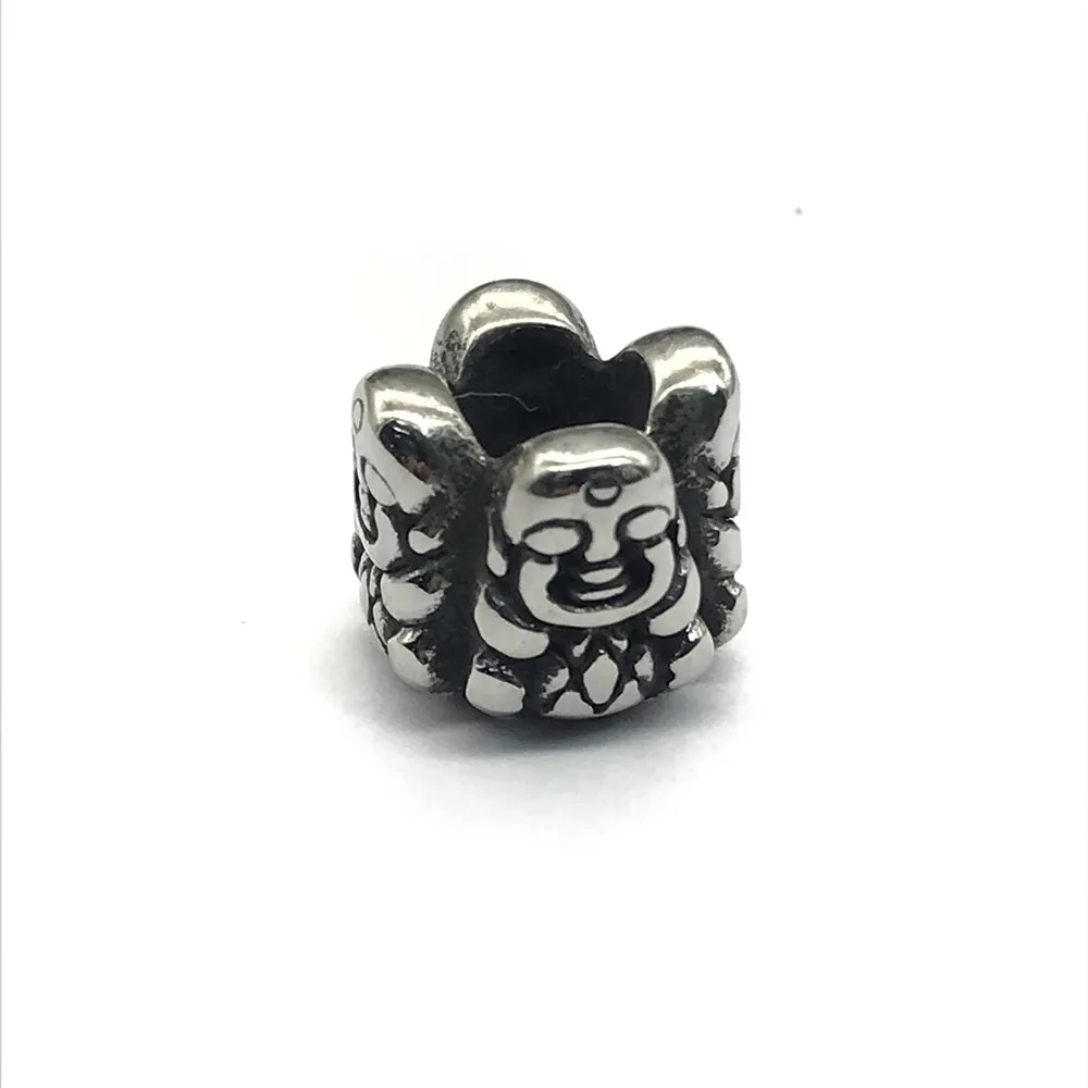 

Punk 316l Stainless steel Buddha 5.5mm Big Hole Spacer Beads for Jewelry Making DIY Metal Charm Beads Wholesale for Bracelet