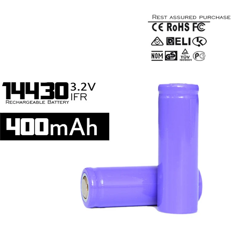 4 шт./лот, CE/ROHS 14430 3,2 v 400mah Lifepo4 батареи для электрических аксессуаров, фонарик питания Bnak лазерная ручка