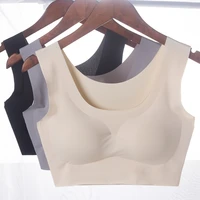summer skin ice silk seamless push up bra t shirt vest underwear soft padded bra for women sleep lingerie fashion bra