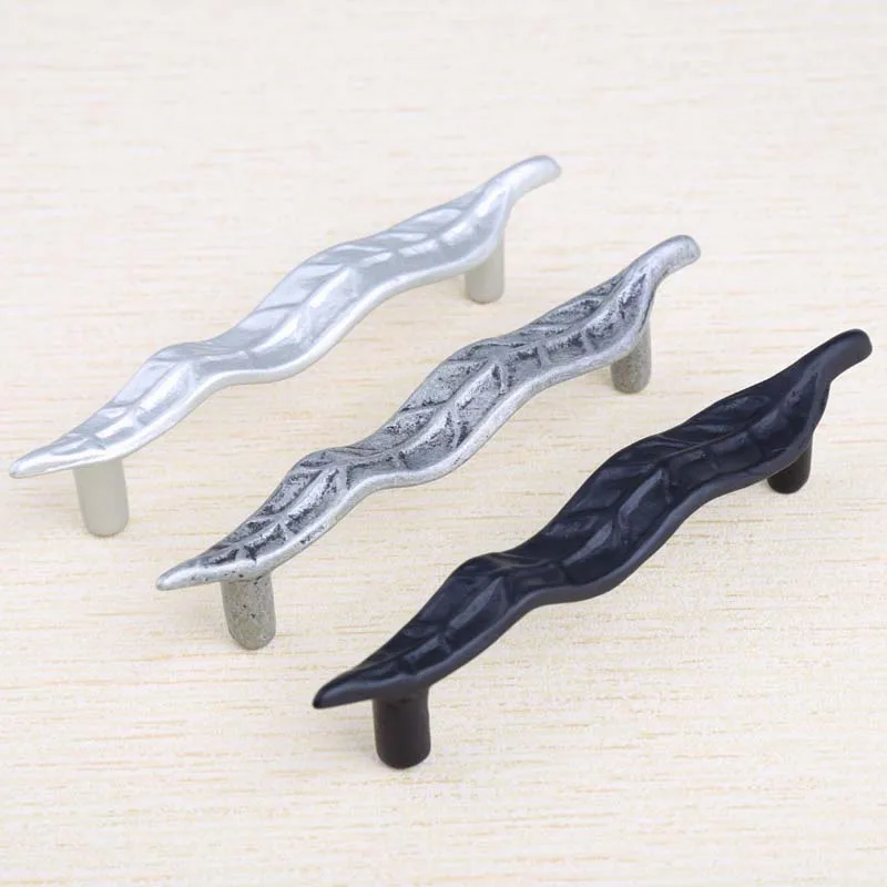 Креативные ручки в стиле ретро с листьями античная серебряная дверная ручка для