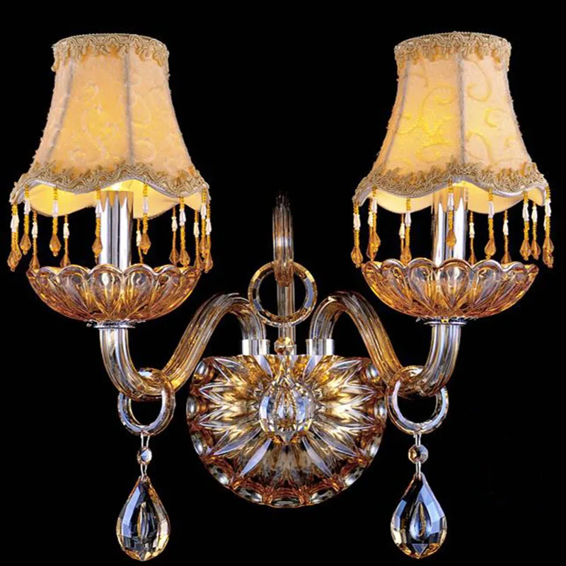 

K9 Crystal wall lamp Amber Glass wall sconce bedroom bedside lamp living room sconces Stairs Aisle Light Candle lighting fixture
