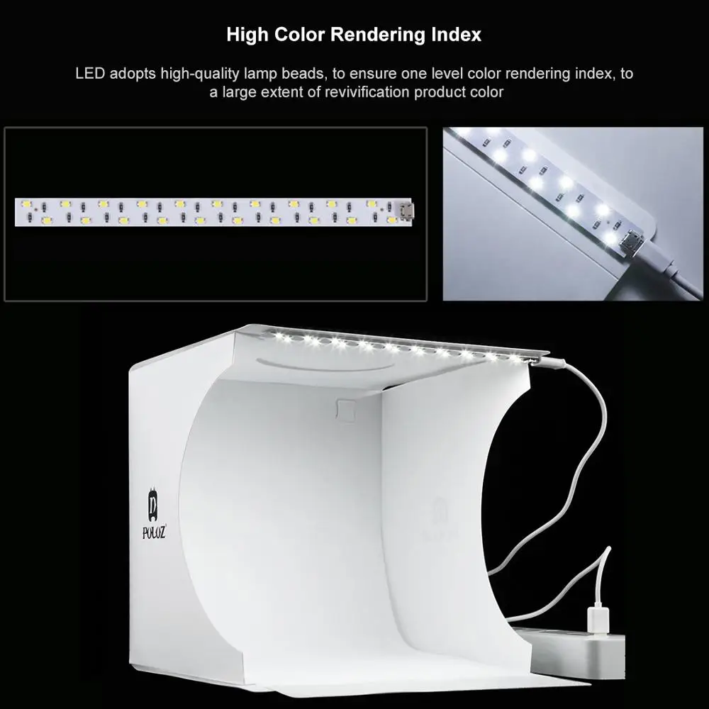 PULUZ 20*20 см складной Лайтбокс для фотосъемки-студия диффузная мягкая коробка с 1/2