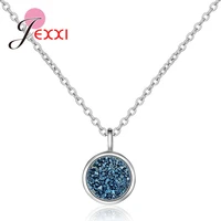 high standard s925 sterling silver crystal pendant necklaces jewelry small blue cz stones wedding engagement valentines day gift