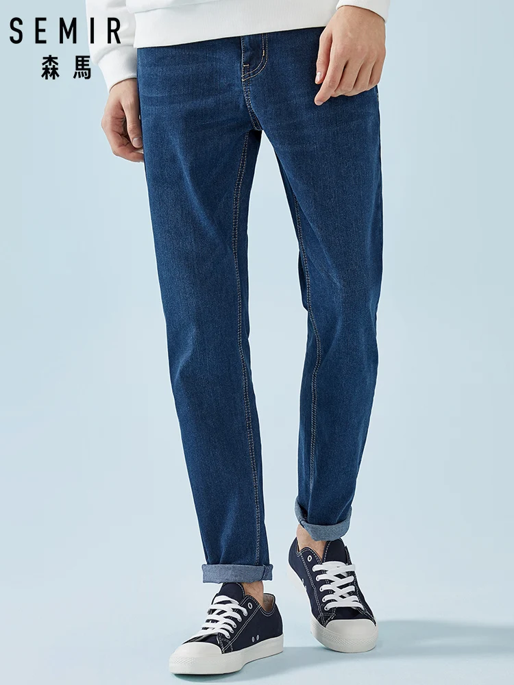 SEMIR мужские эластичные хлопковые джинсы для мужчин облегающие узкие брюки на