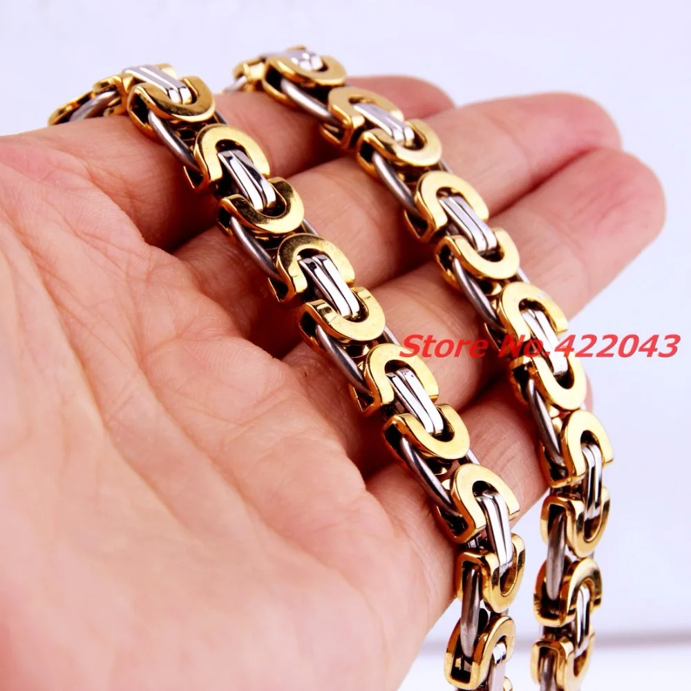 

Stainless Steel Necklace Men Silver Gold color Jewelry High Quality Flat Pulseira Masculina Byzantine Chain Necklace for Women