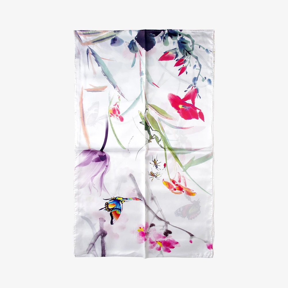 Aishidis новый длинный шелковый шарф цветочный большой и шали цветок петунии бабочка