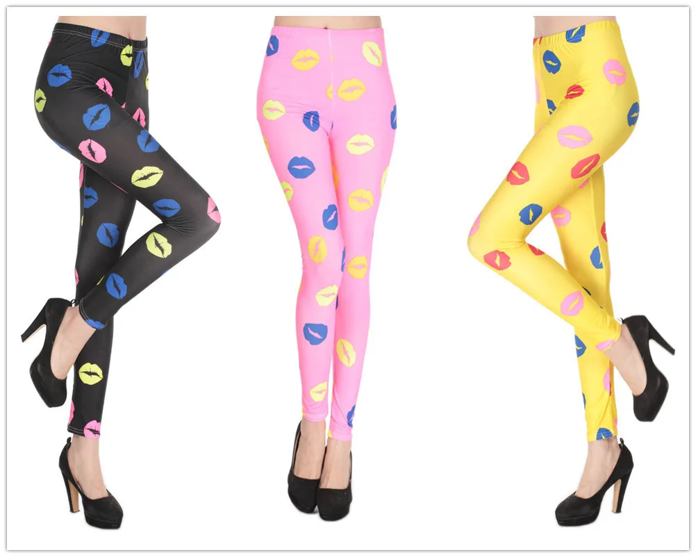 Модные камуфляжные леггинсы Godier с принтом губ обтягивающие для фитнеса женские